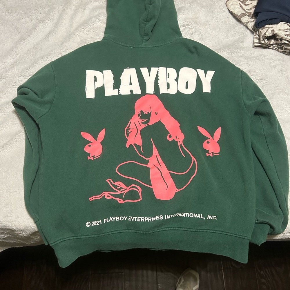 PLAYBOY Forest Green Graphic Hoodie